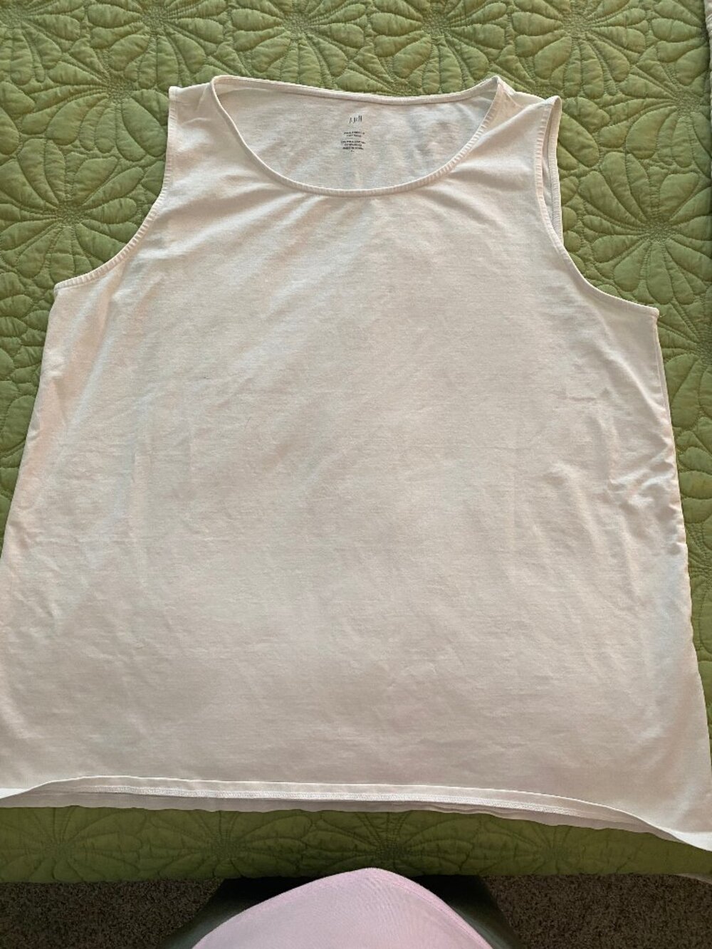 J Jill Pima Cotton Stretch- Knit Crew Neck White Tank Top XL